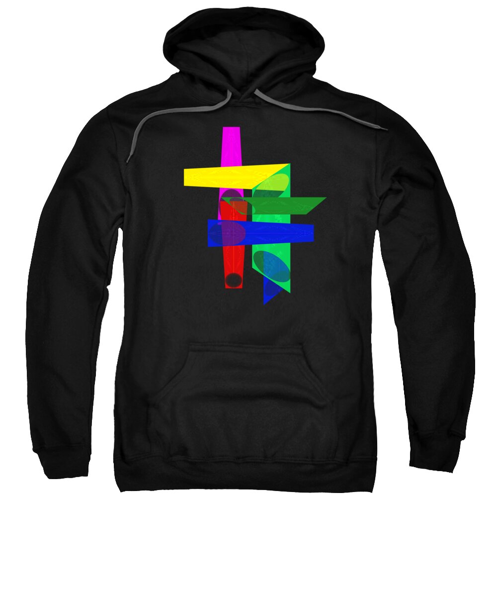 Primary Sweatshirt featuring the digital art Primary Colors No Straight Lines #1 by Scott S Baker
