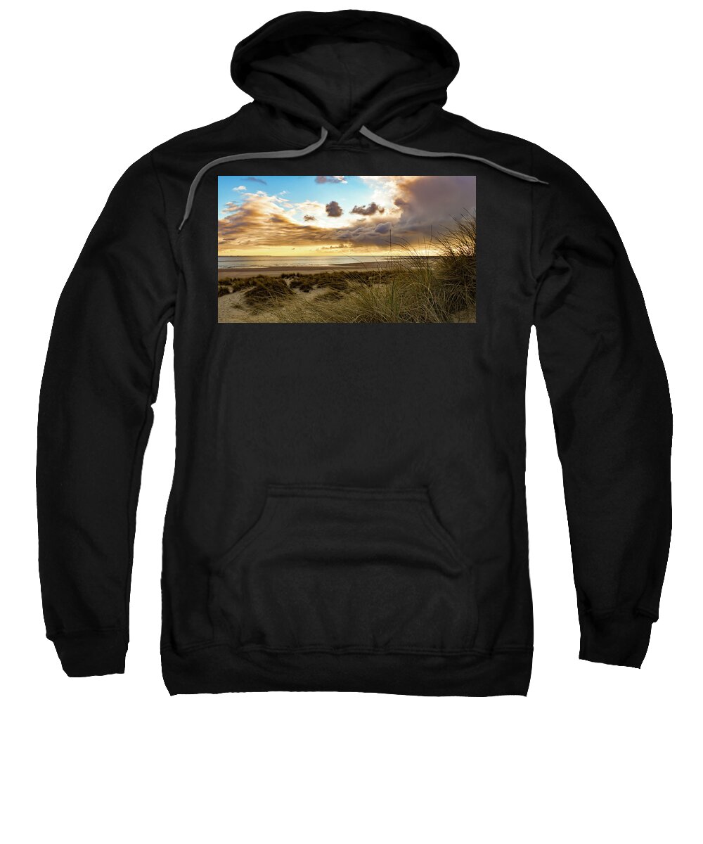 Beach Sweatshirt featuring the photograph Sunset beach Northsea #1 by Marjolein Van Middelkoop