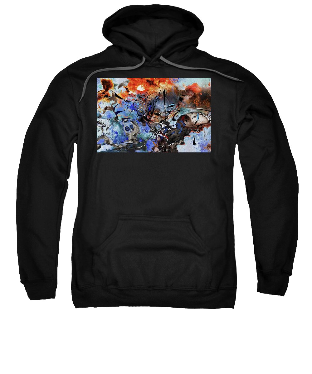 Abstract Ink Painting Sweatshirt featuring the digital art The Maelstrom #1 by Wolfgang Schweizer