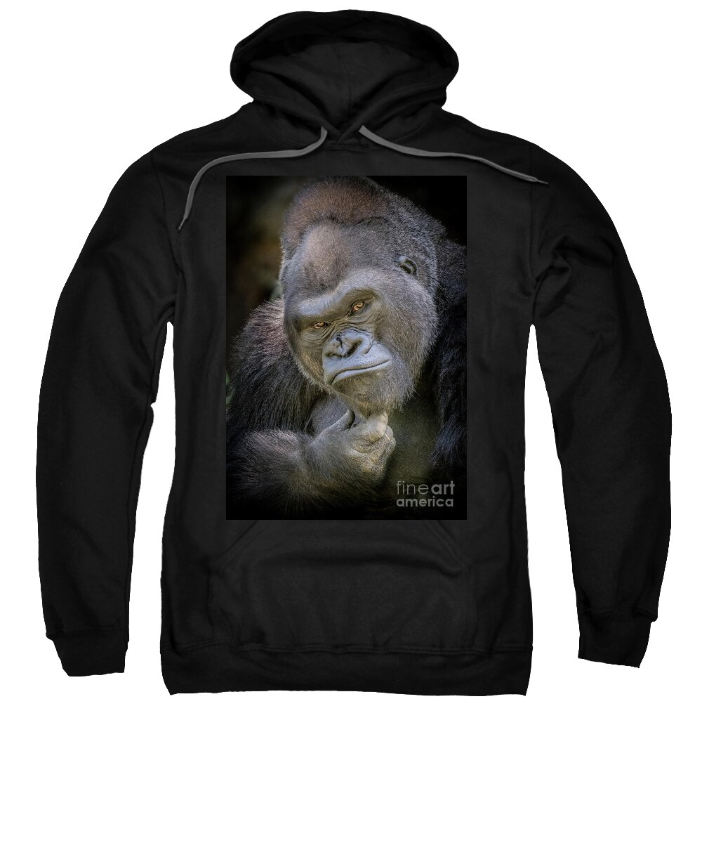 Ape Sweatshirt featuring the photograph The Thinker by John Hartung   ArtThatSmiles com