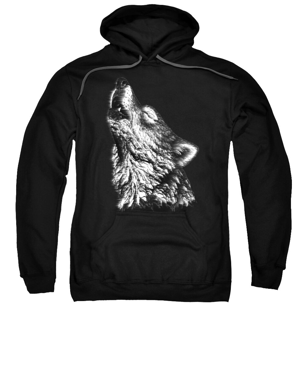 Wolf Sweatshirt featuring the digital art Wolf White And Black #1 by Tinh Tran Le Thanh