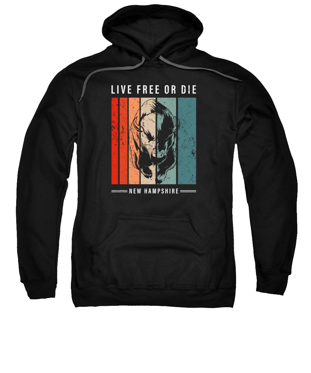 New Hampshire Sweatshirt featuring the digital art Live Free or Die New Hampshire Hiking #11 by Toms Tee Store