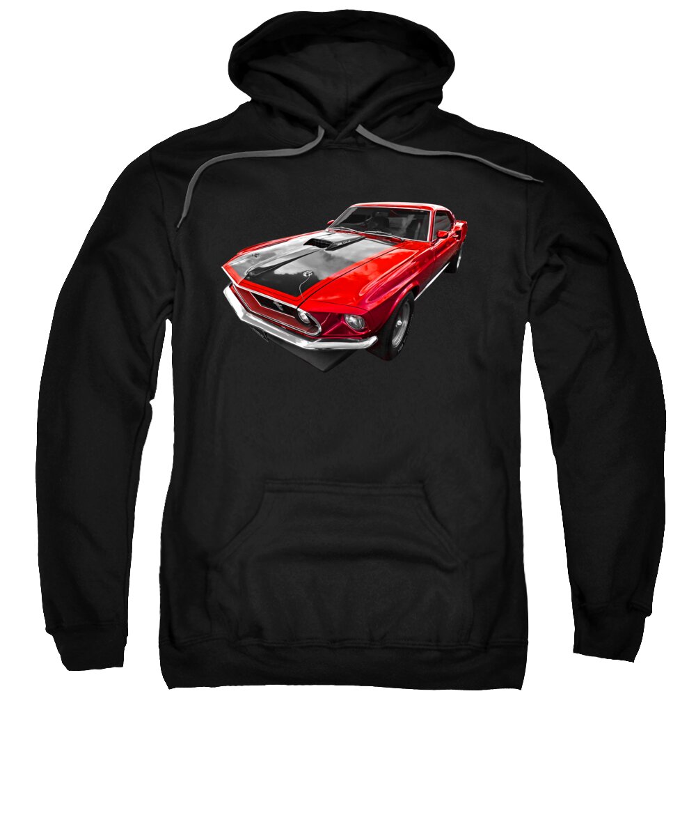 Mustang Sweatshirt featuring the photograph 1969 Red 428 Mach 1 Cobra Jet Mustang by Gill Billington