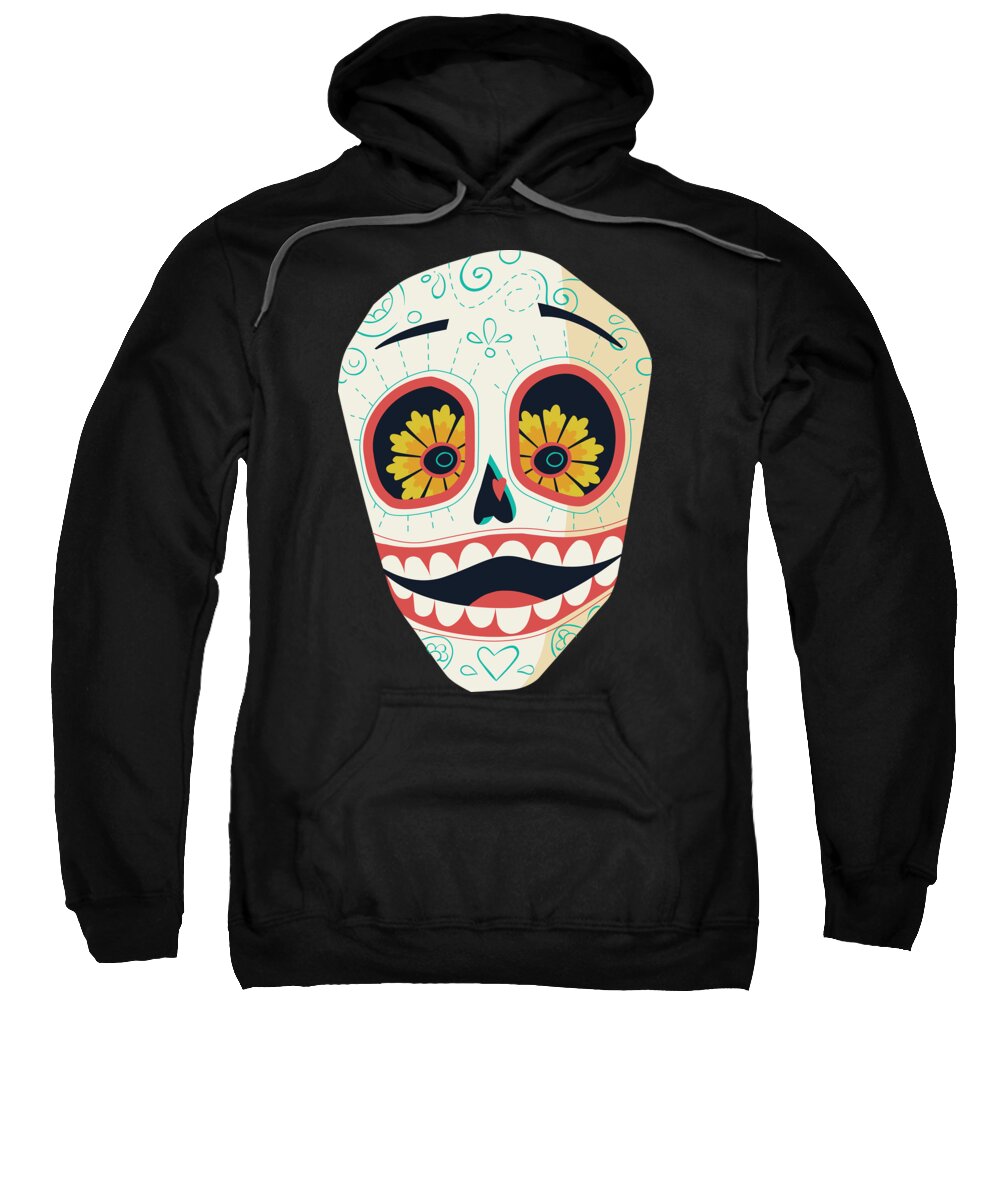 Halloween Sweatshirt featuring the digital art Halloween Floral Mexican Sugar Skull by Jacob Zelazny