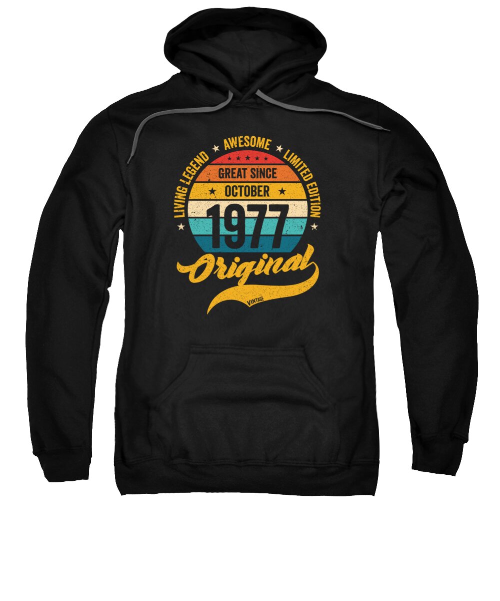 45th Bday Sweatshirt featuring the digital art Retro 45 Years October 1977 Birthday Vintage Bday Classic #2 by Toms Tee Store