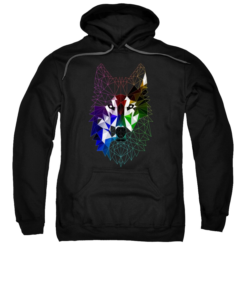 Wolf Sweatshirt featuring the digital art Wolf Face Art #2 by Tinh Tran Le Thanh