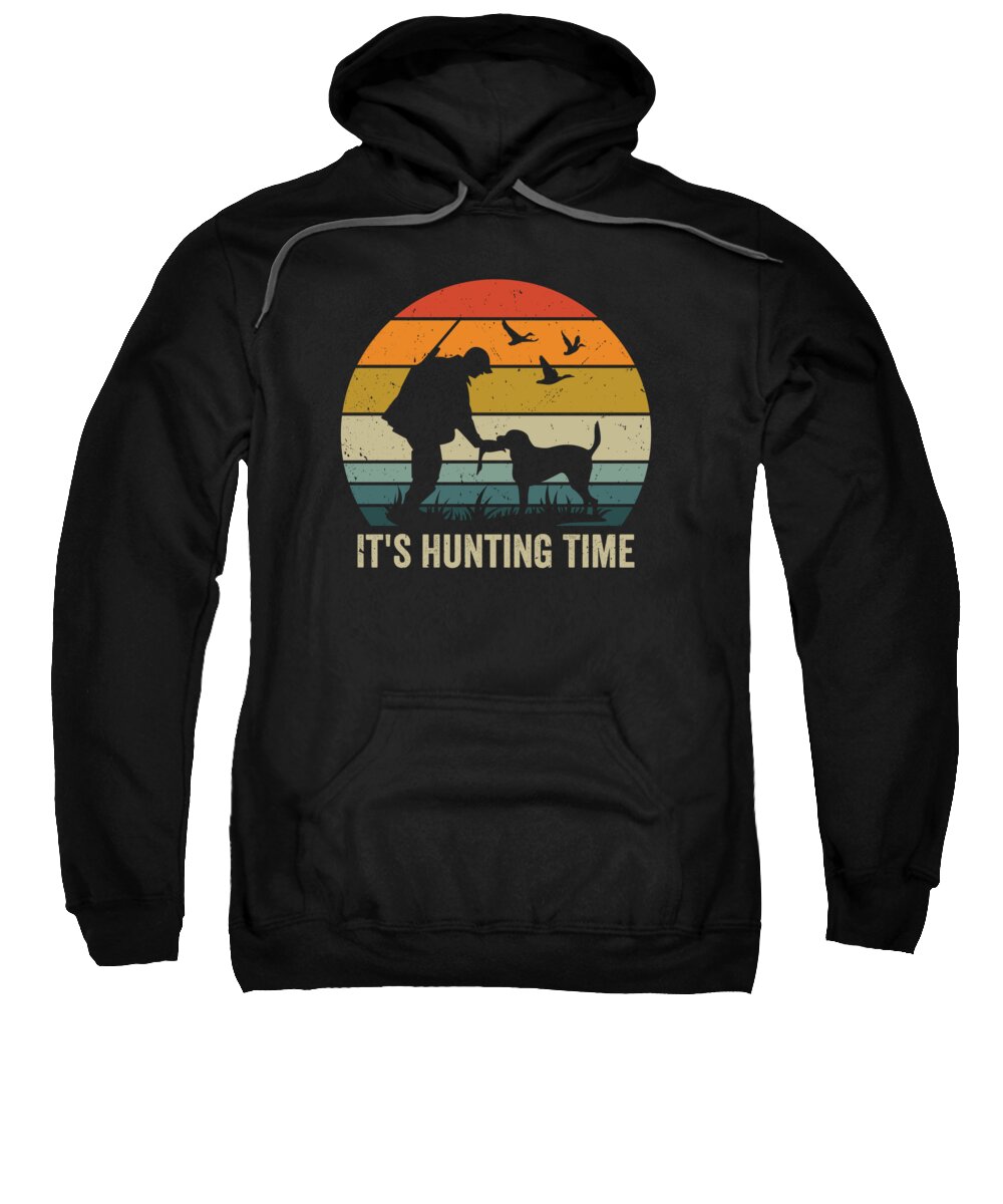 Hunting Time Sweatshirt featuring the digital art Hunting Time Retro Nature Shooting Wild Animal Hunt #3 by Toms Tee Store