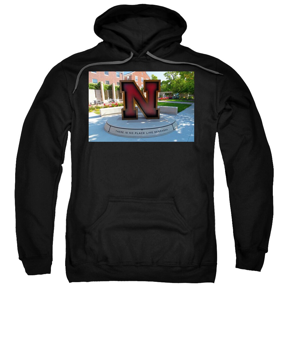 College Campus Tour Sweatshirt featuring the photograph Large Red N statue at the University of Nebraska by Eldon McGraw