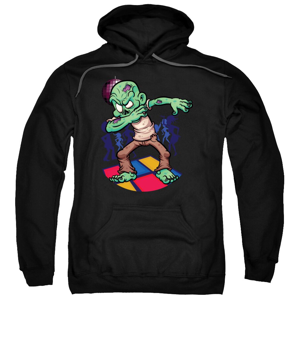 Skull Sweatshirt featuring the digital art Dabbing Zombie Dancing Horror Creature Halloween #4 by Mister Tee