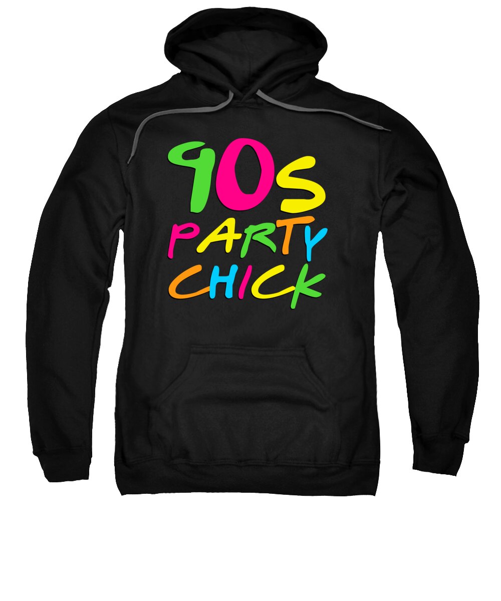 Retro Sweatshirt featuring the digital art 90s Party Chick by Flippin Sweet Gear