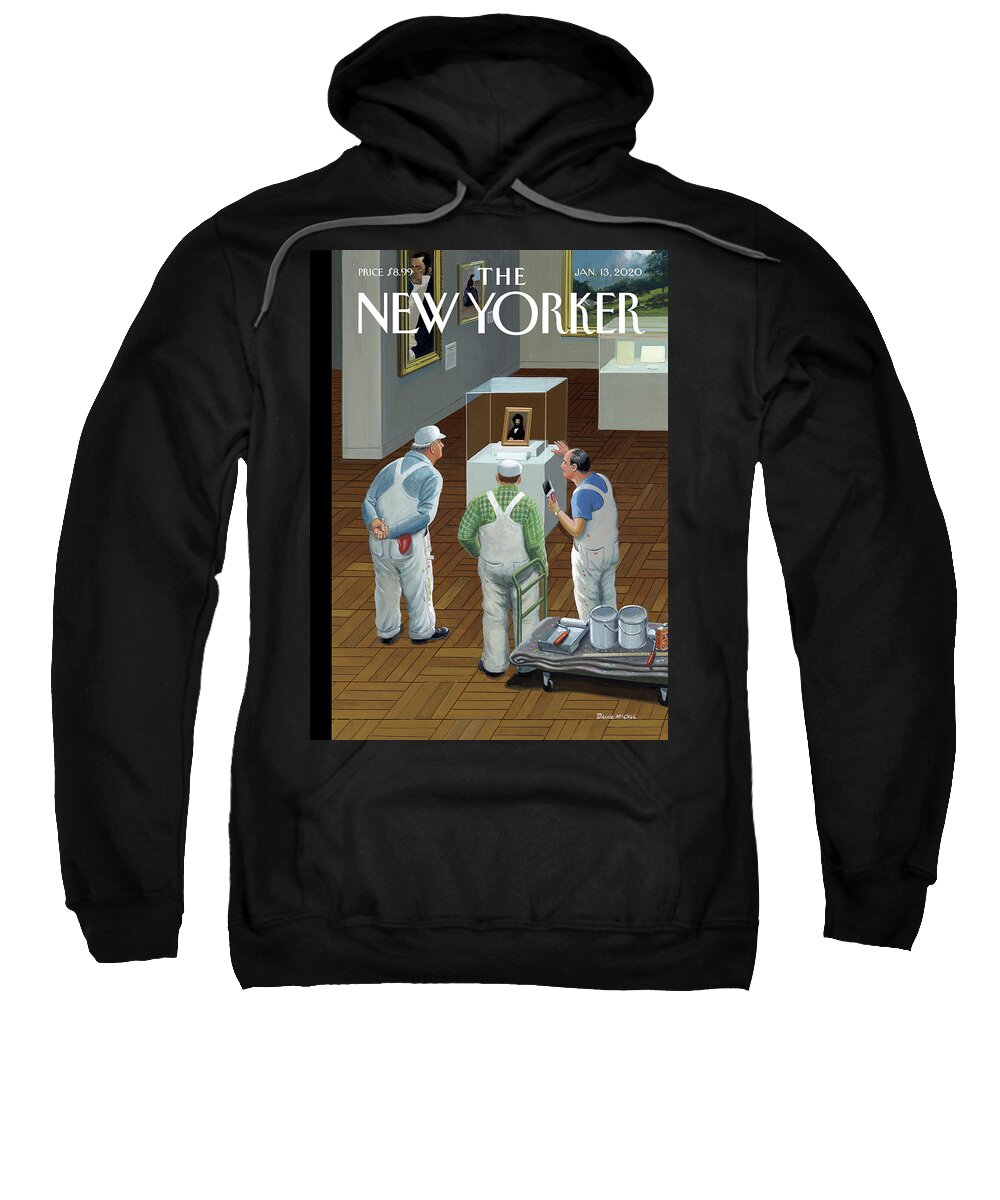A Brush With Greatness Sweatshirt featuring the painting A Brush With Greatness by Bruce McCall
