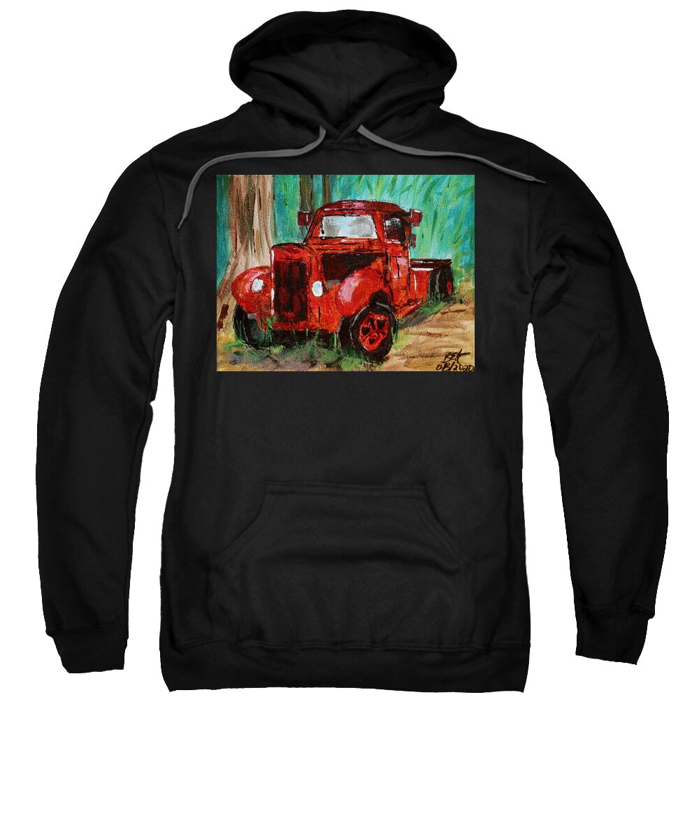 Old Truck Sweatshirt featuring the painting Abandoned in the woods by Brent Knippel