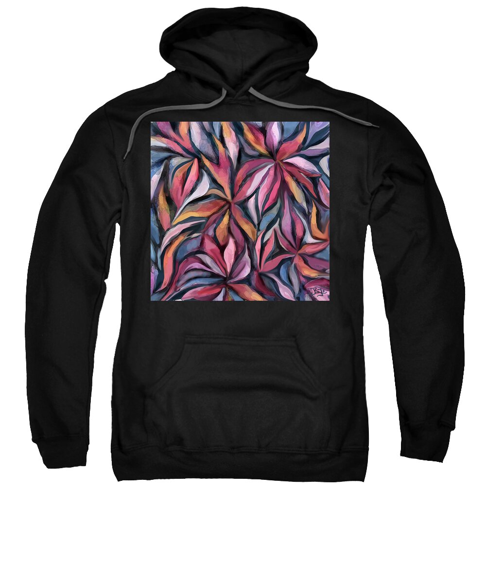 Colorful Abstract Flowers Sweatshirt featuring the mixed media Abstract Flowers 9-9-20 by Jean Batzell Fitzgerald