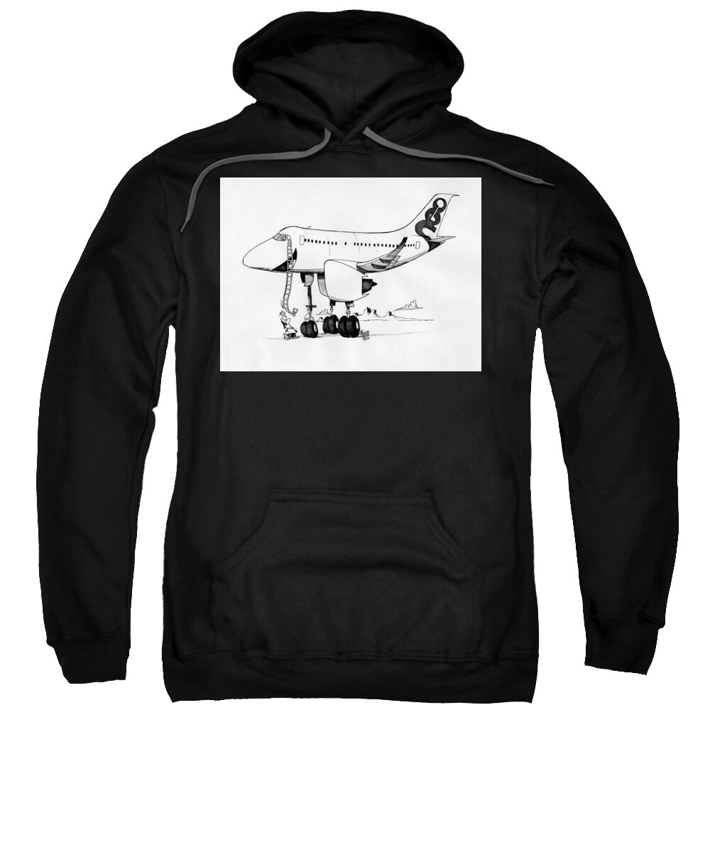 Original Art Sweatshirt featuring the drawing Airbus A320neo by Michael Hopkins