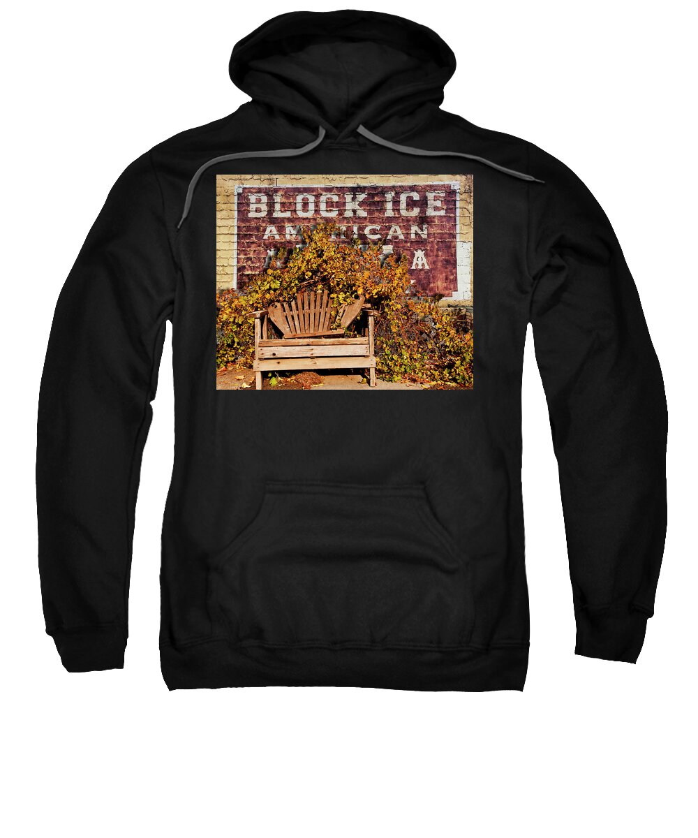 Adirondack Chair Sweatshirt featuring the photograph American Block Ice by Larry Butterworth