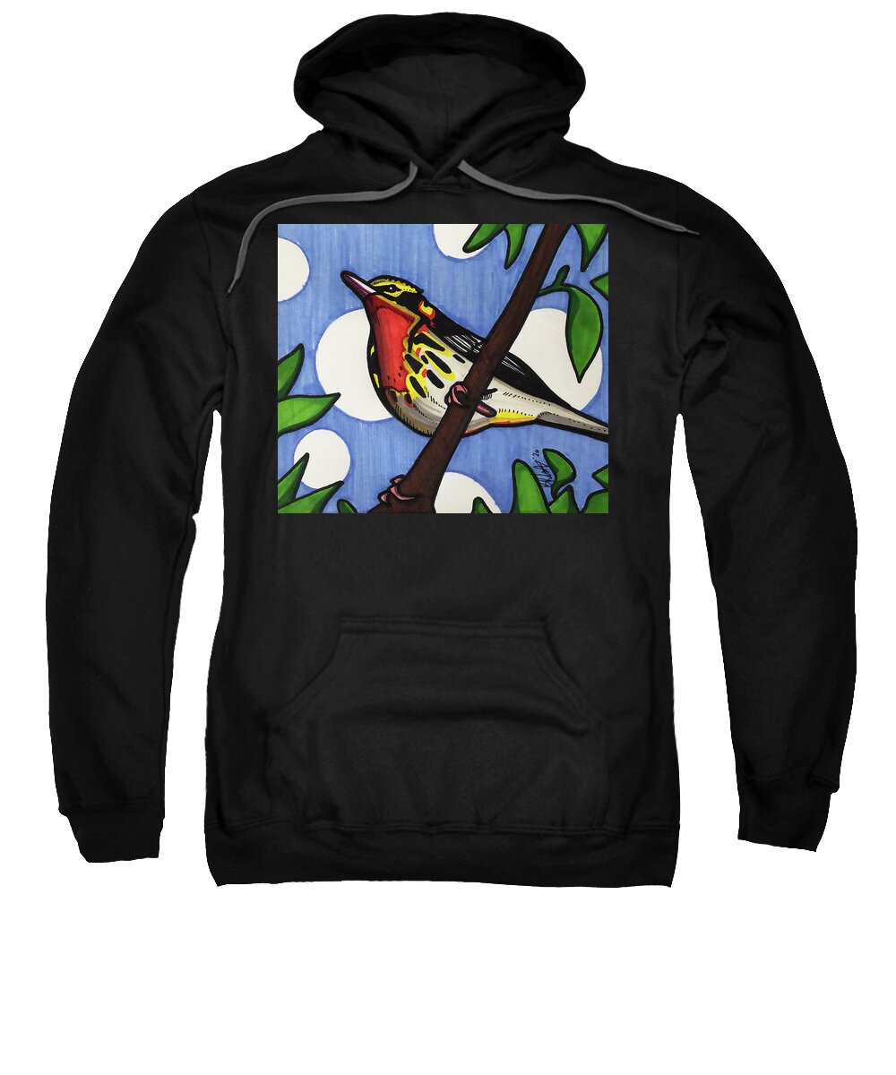 American Warbler Sweatshirt featuring the drawing American Warbler by Creative Spirit