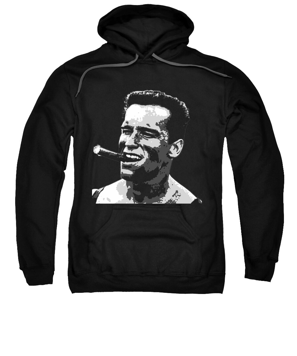 Arnold Sweatshirt featuring the digital art Arnold Schwarzenegger Black and White by Megan Miller