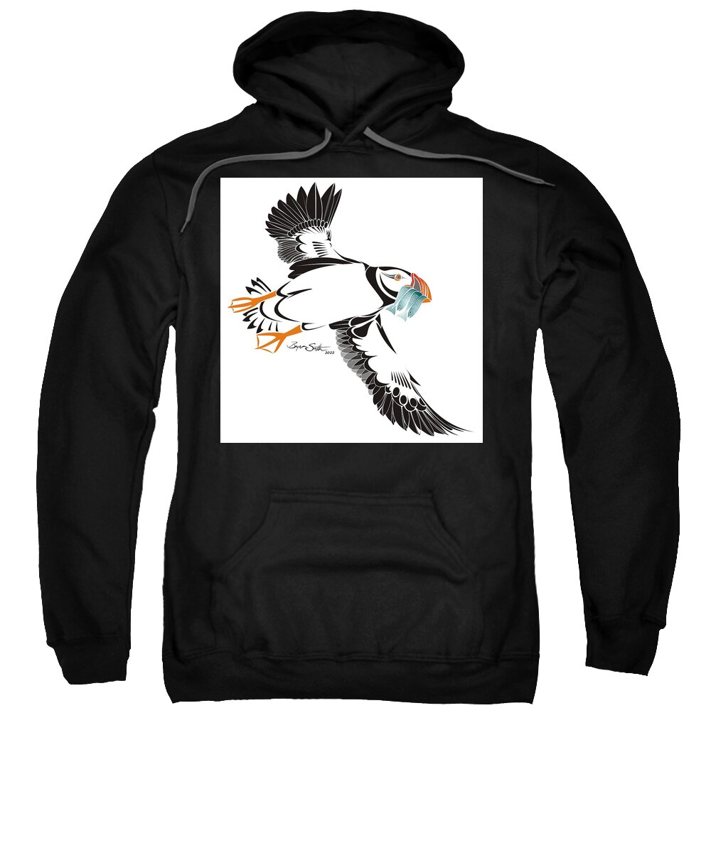 Puffin Sweatshirt featuring the digital art Atlantic Puffin by Bryan Smith