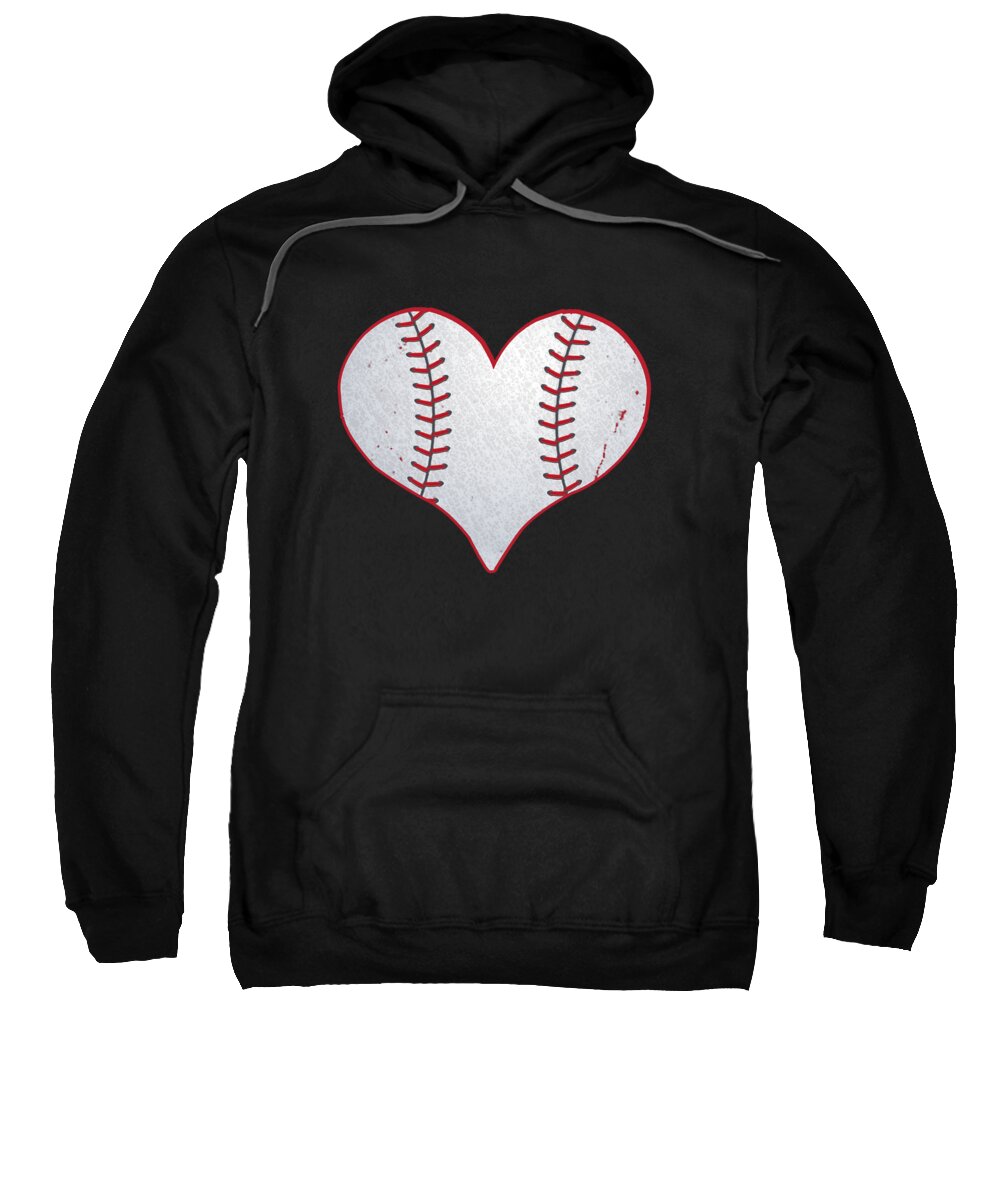Funny Sweatshirt featuring the digital art Baseball Heart by Flippin Sweet Gear