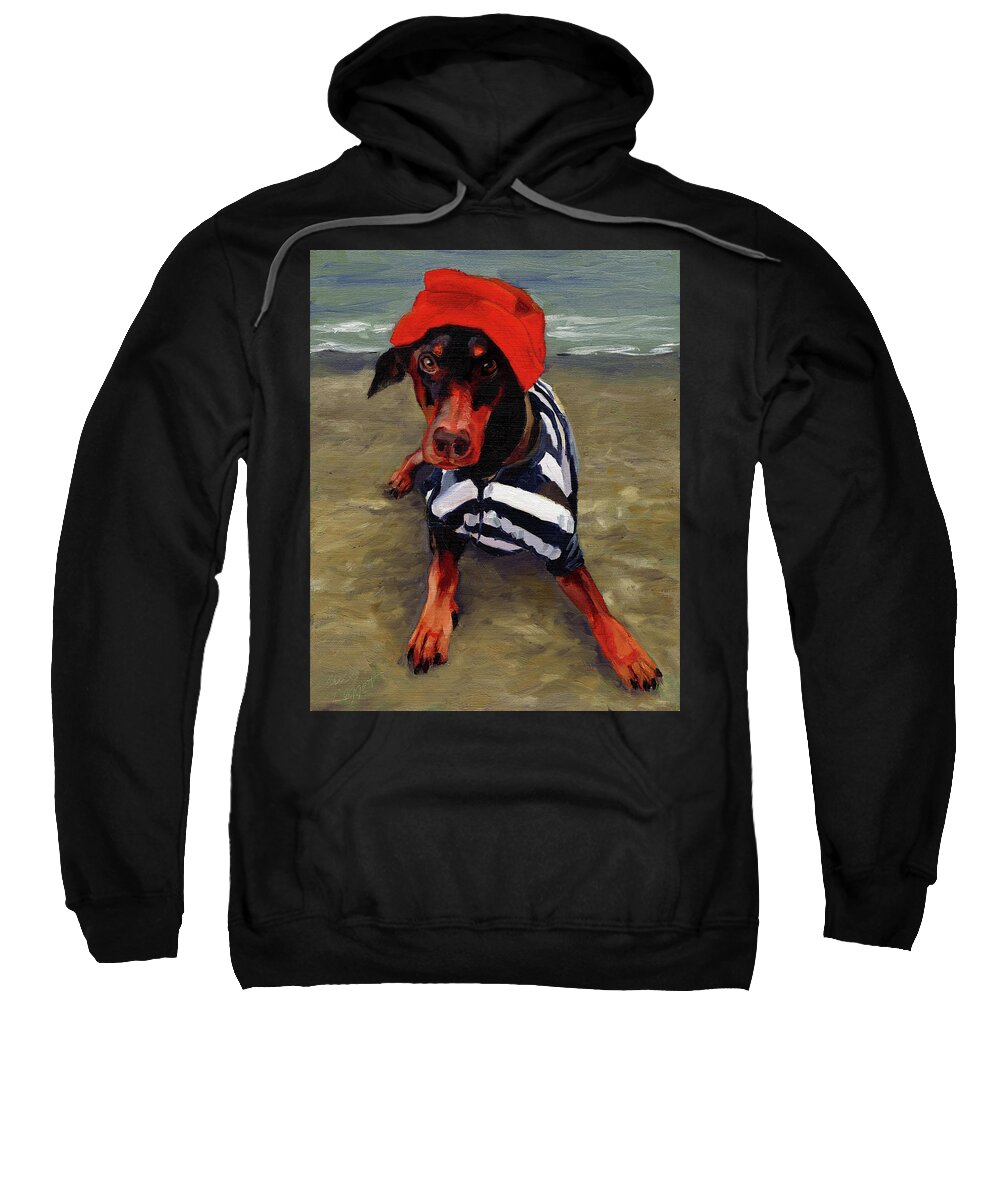 Dog Sweatshirt featuring the painting Beach Dog by Alice Leggett