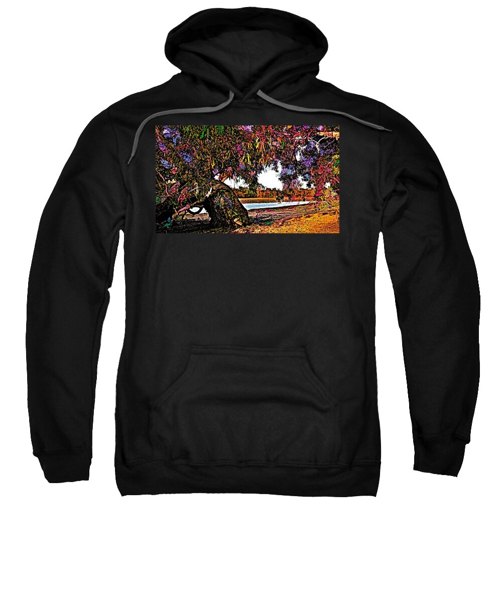 Beautiful Sweatshirt featuring the mixed media Beautiful Old Gum Takes A Rest By The Billabong by Joan Stratton