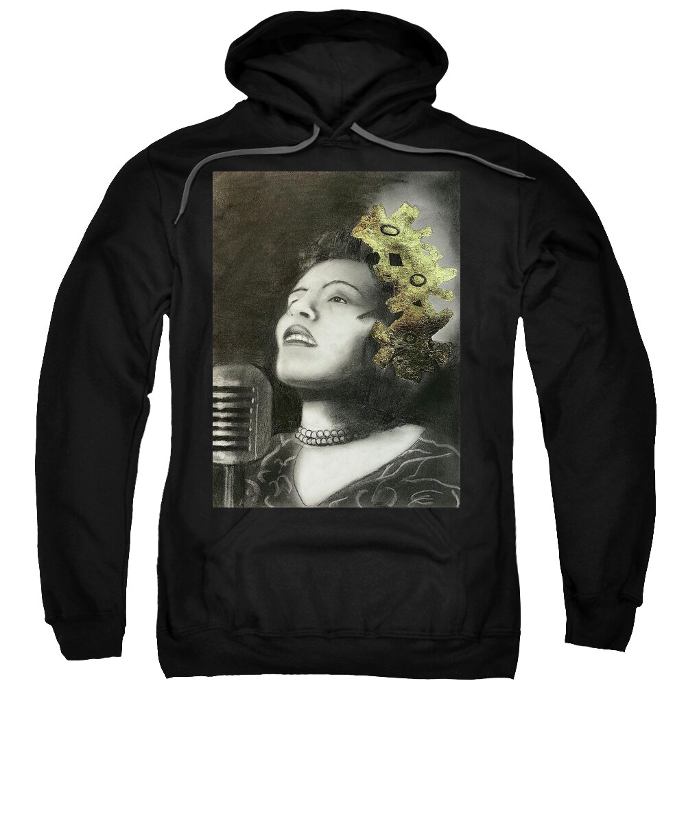 Billie Holiday Sweatshirt featuring the drawing Billie Holiday by Nadija Armusik