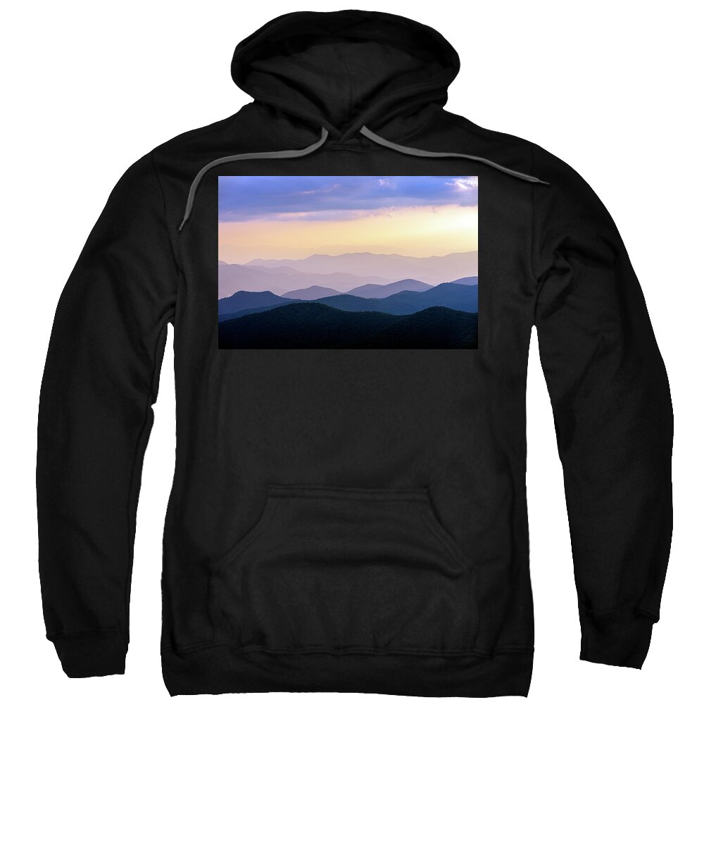 Outdoors Sweatshirt featuring the photograph Blue Ridge Parkway North Carolina Purple Mountain Majesty by Robert Stephens