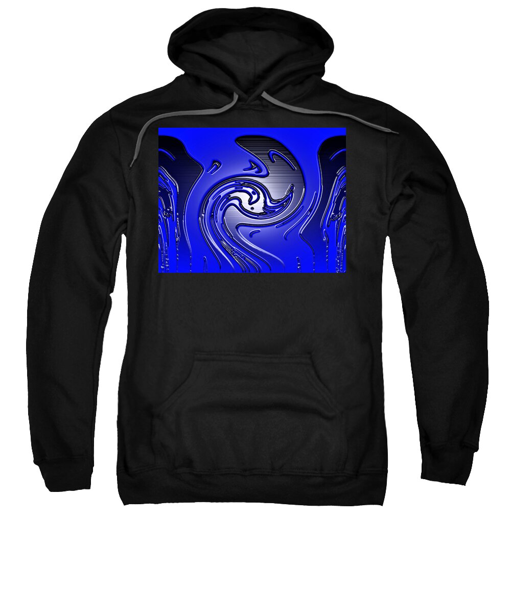 Abstract Art Sweatshirt featuring the digital art Blue Swan by Ronald Mills