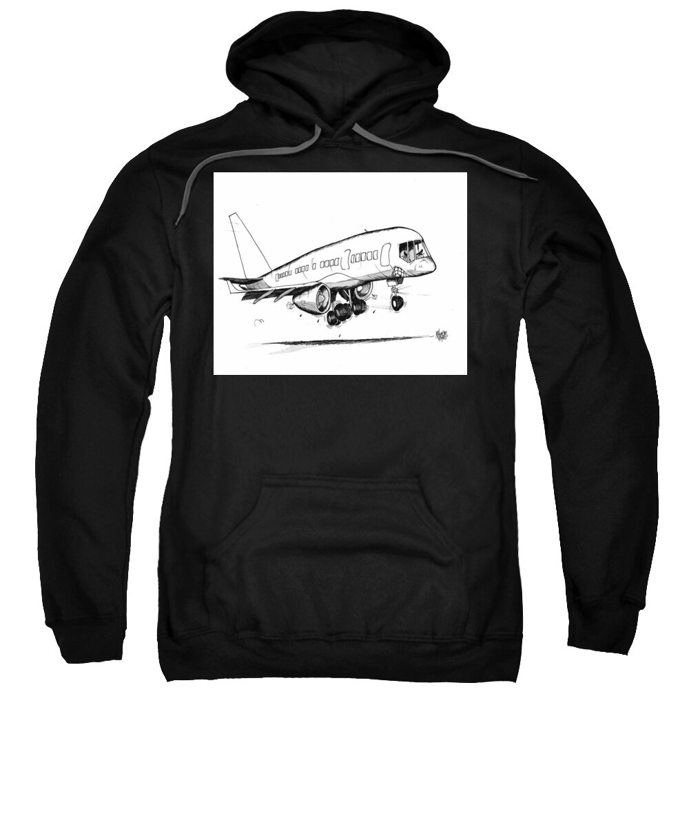 Original Art Sweatshirt featuring the drawing Boeing 757 Original by Michael Hopkins