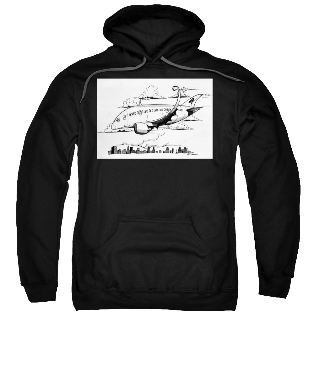 Boeing Sweatshirt featuring the drawing Boeing 767 by Michael Hopkins
