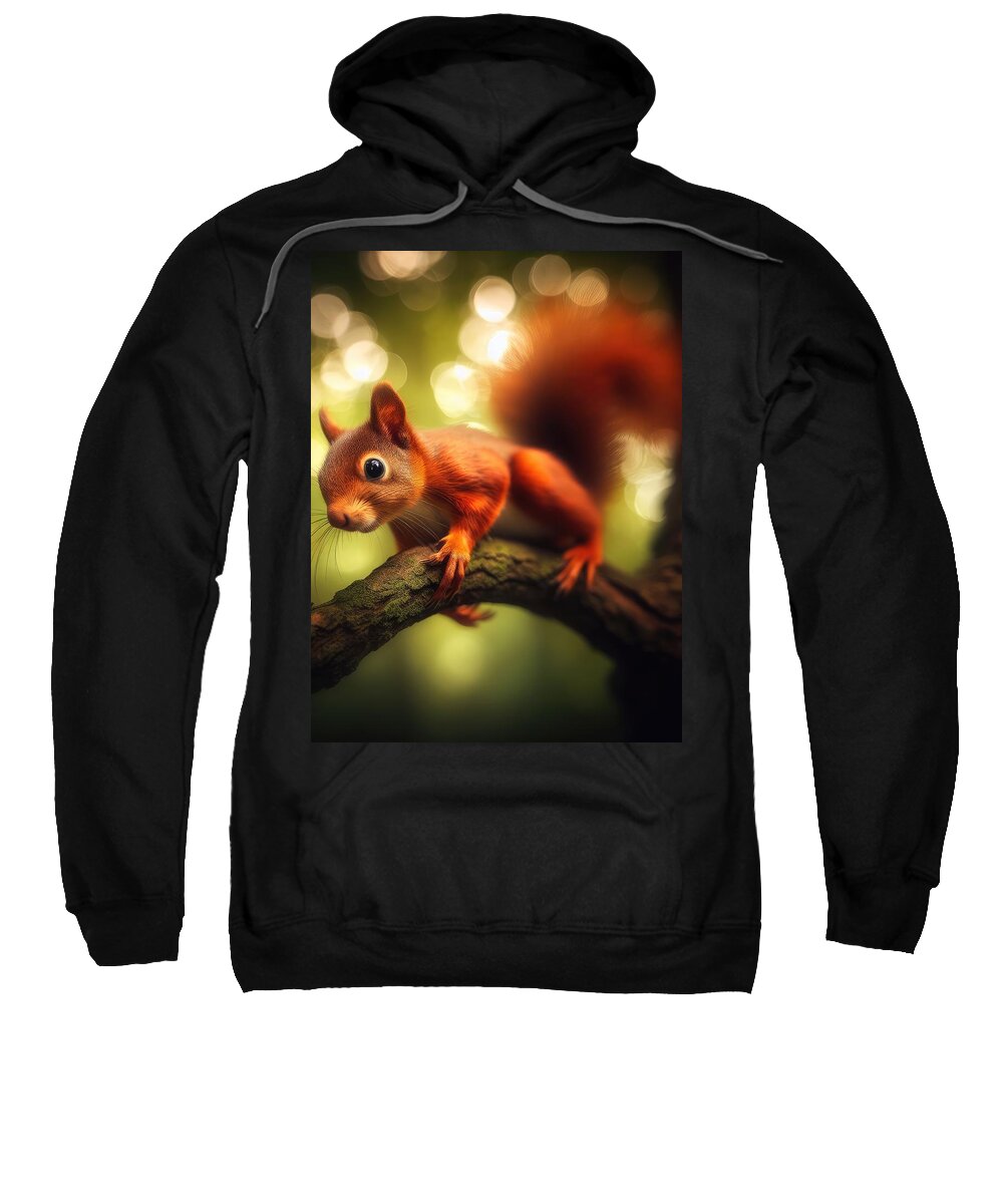 Red Squirrel Sweatshirt featuring the photograph Branchbound by Bill and Linda Tiepelman