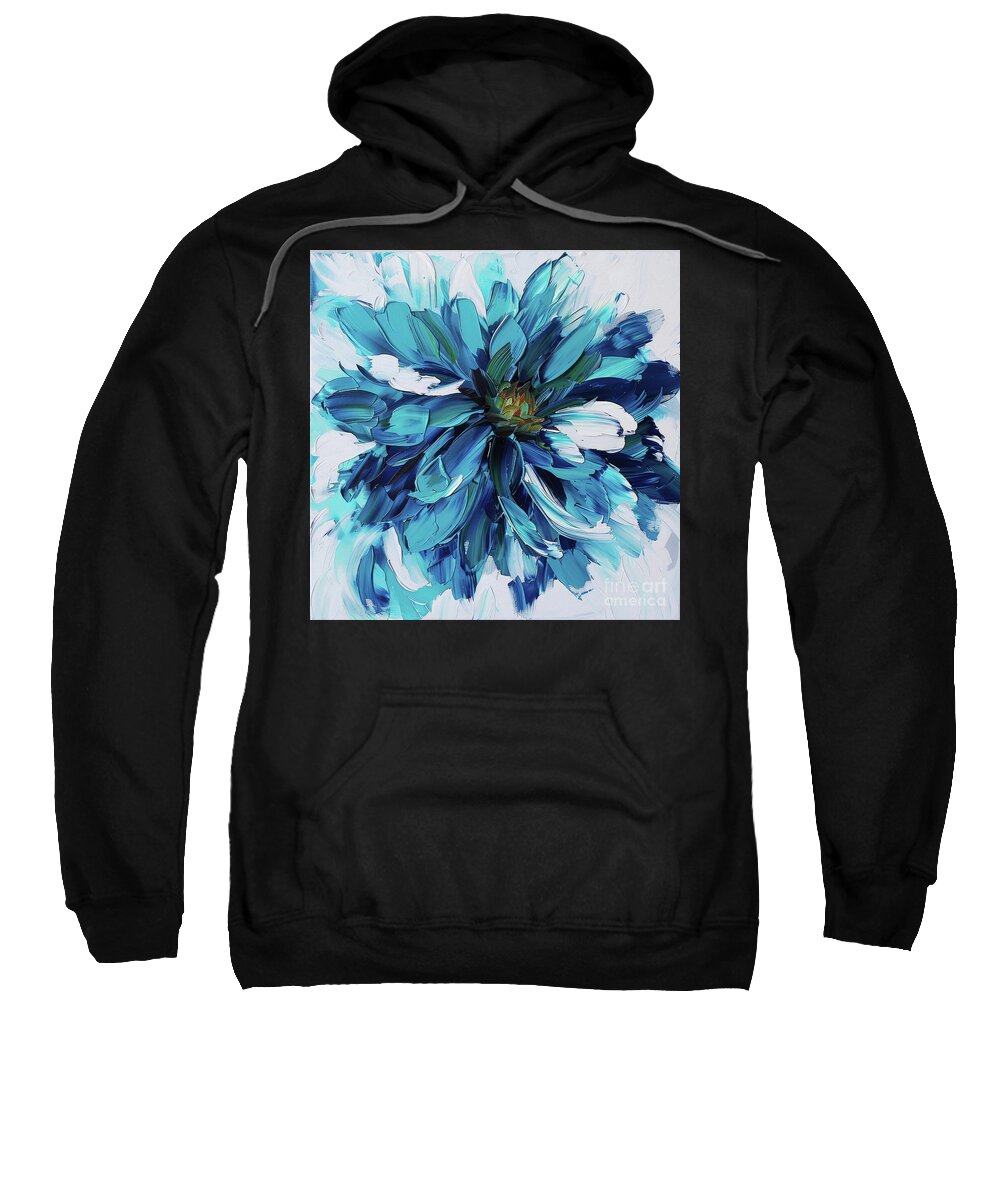 Floral Sweatshirt featuring the painting Bright Blue Dahlia by Tina LeCour