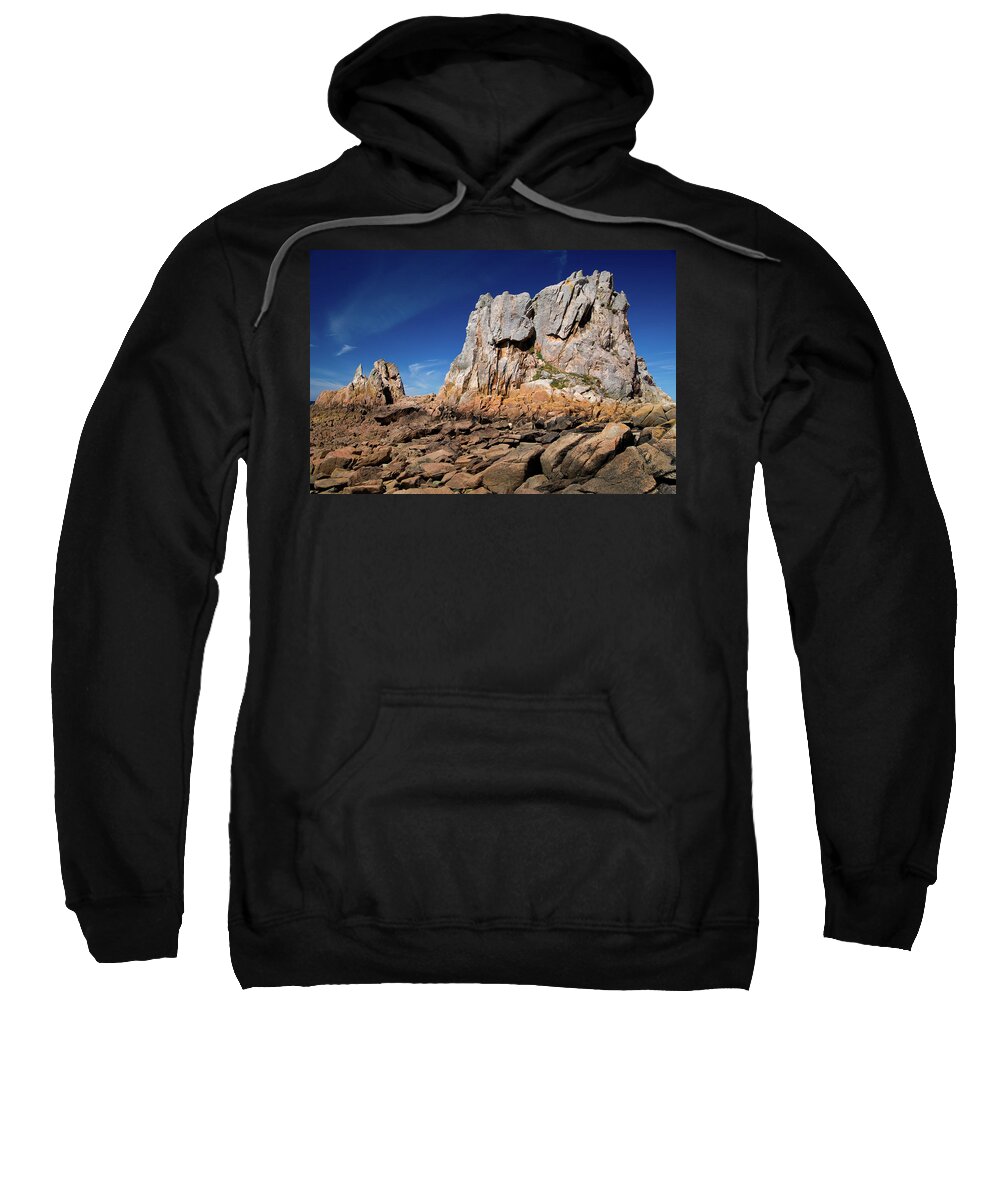 Brittany Sweatshirt featuring the photograph Brittany - Plougrescant and the Pink granite coast by Olivier Parent