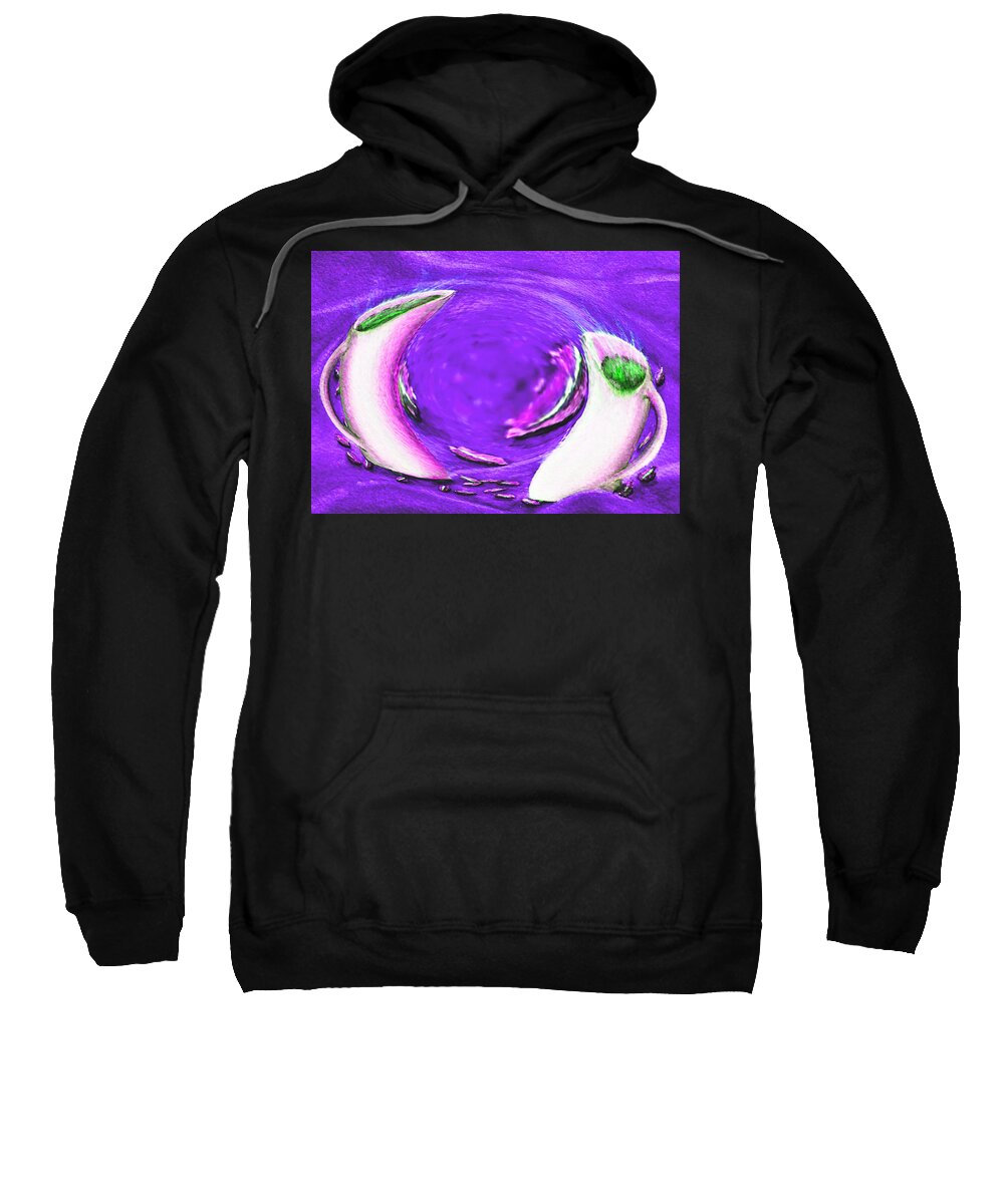 Abstract Sweatshirt featuring the digital art Cappuccino Tango - Purple by Ronald Mills