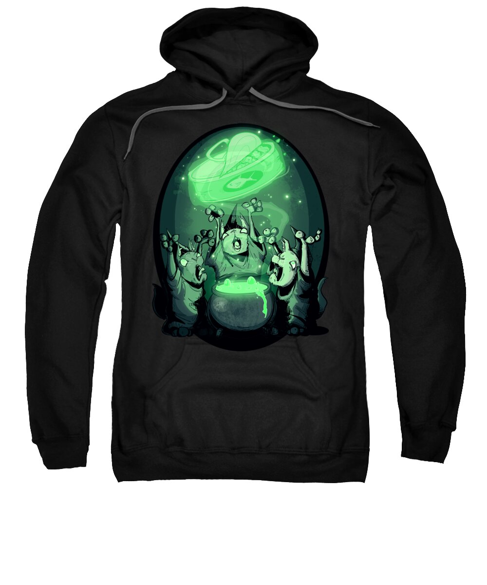Witch Sweatshirt featuring the drawing Cat Coven by Ludwig Van Bacon