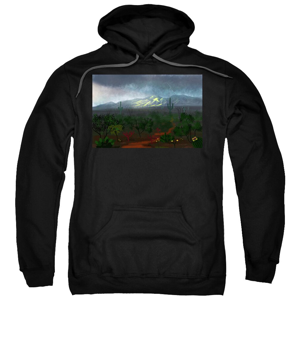 Catalina Mountains Sweatshirt featuring the digital art Catalina Mountains Storm, Tucson AZ by Chance Kafka