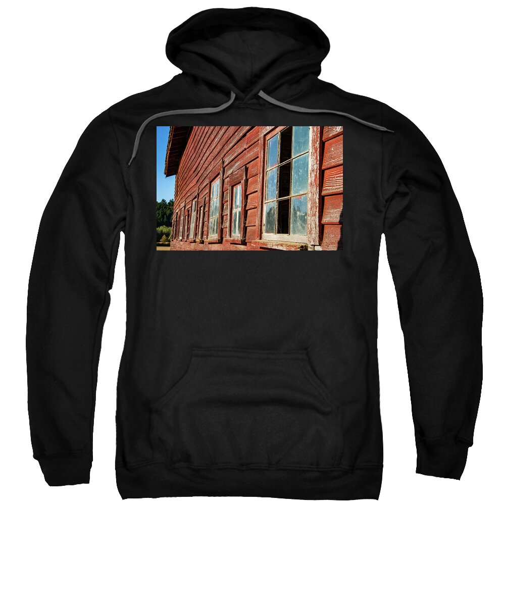 Rust Sweatshirt featuring the photograph Remembering a Century Old Red Barn by Leslie Struxness
