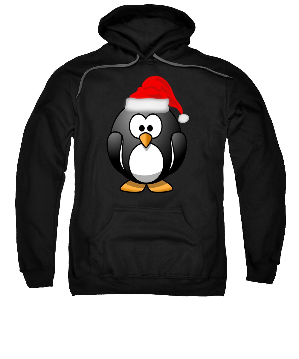 Christmas 2023 Sweatshirt featuring the digital art Christmas Santa Penguin by Flippin Sweet Gear