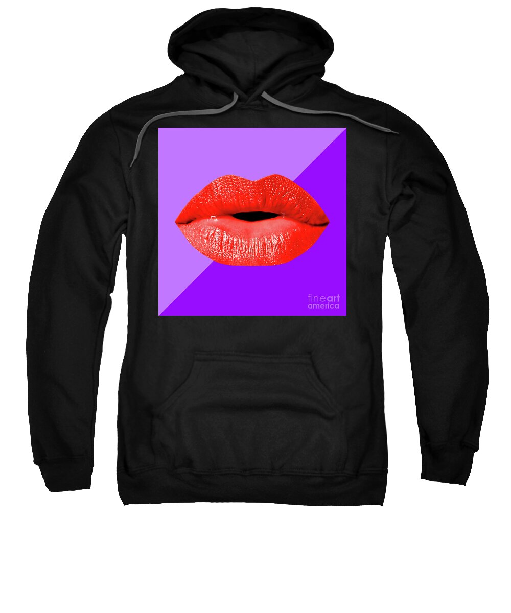 Lips Sweatshirt featuring the mixed media Colorful Lips Mask - Red by Chris Andruskiewicz