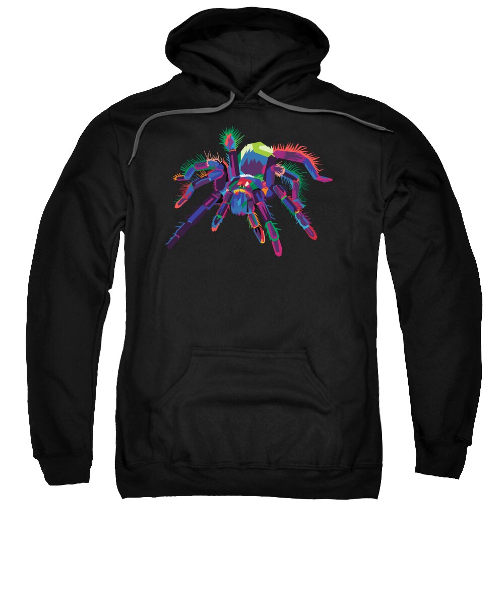 Halloween Sweatshirt featuring the digital art Colorful Spider Pop Art Tarantula by Flippin Sweet Gear