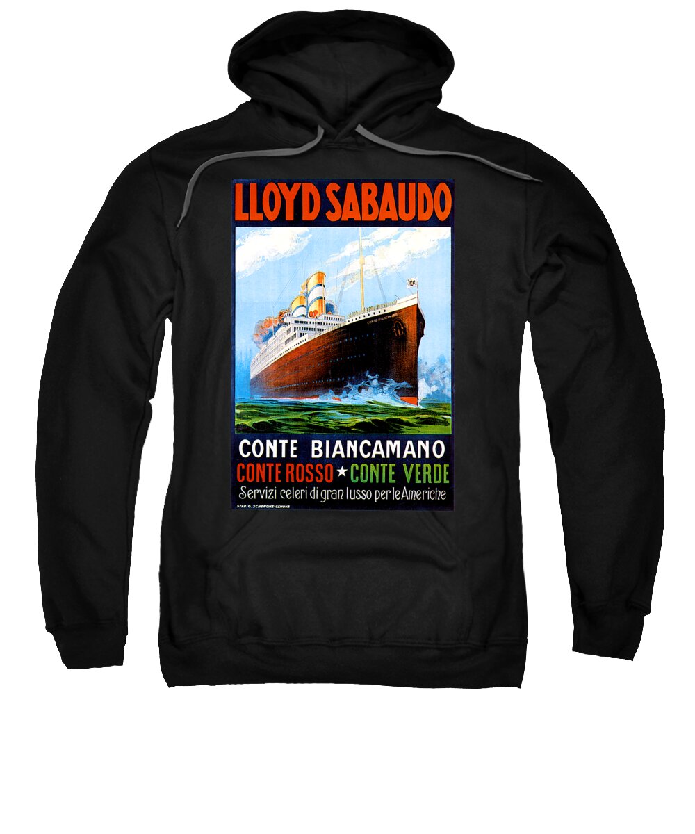 Conte Biancamano Sweatshirt featuring the painting Conte Biancamano Conte Rosso Conte Verde Cruise Ships Poster 1925 by Unknown