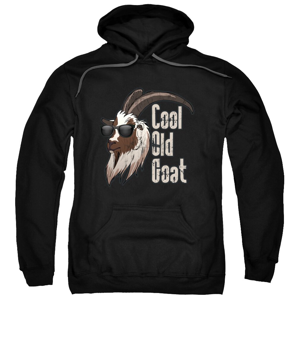 Sunglasses Sweatshirt featuring the drawing Cool Old Goat Design by Noirty Designs