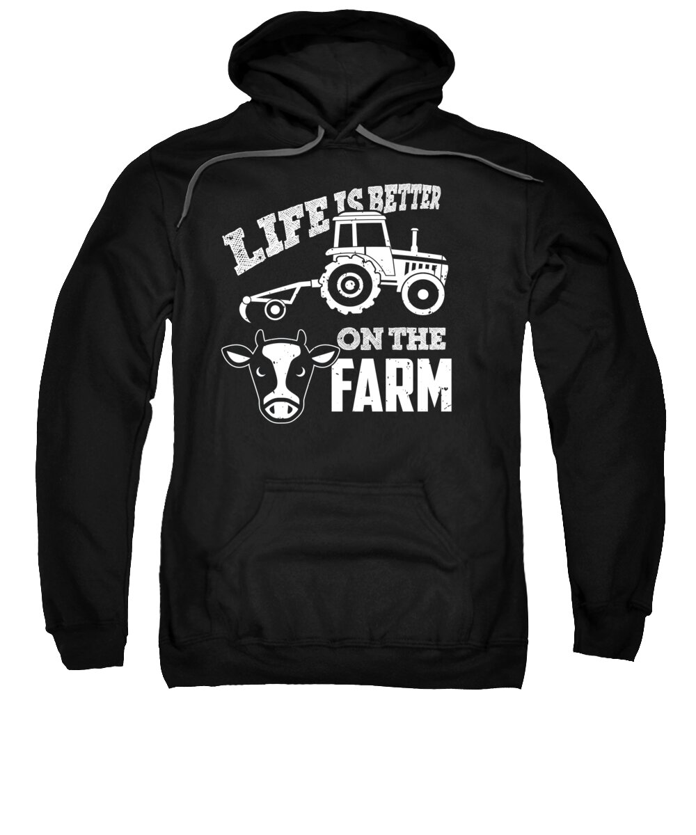 Cow Sweatshirt featuring the digital art Cow Tractor Farm Life Farmer Farming Gift by J M