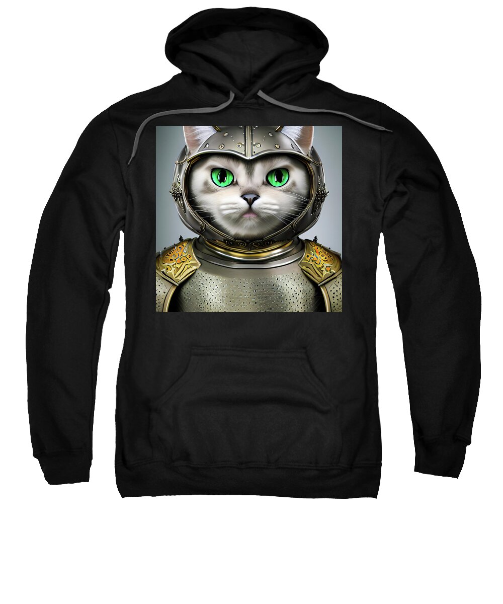 Cat Sweatshirt featuring the digital art Cute Cat Knight 01 by Matthias Hauser
