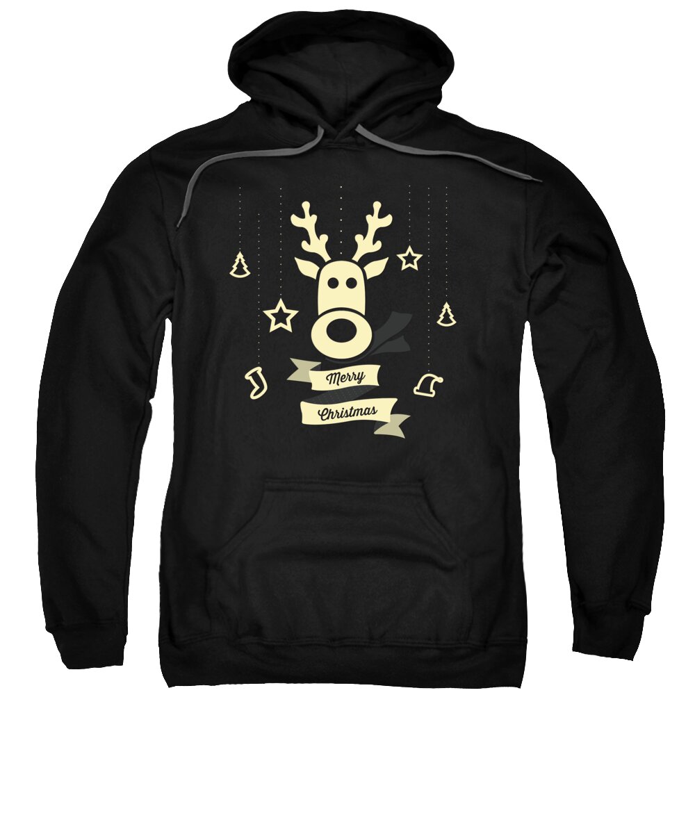 Christmas 2023 Sweatshirt featuring the digital art Cute Reindeer Christmas by Flippin Sweet Gear