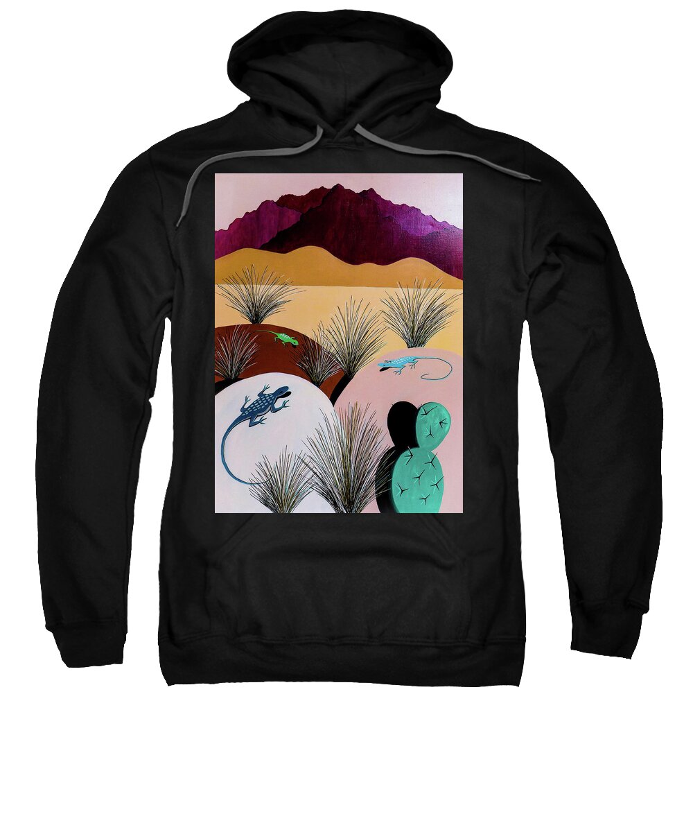 New Mexico Sweatshirt featuring the painting Desert Meeting by Ted Clifton