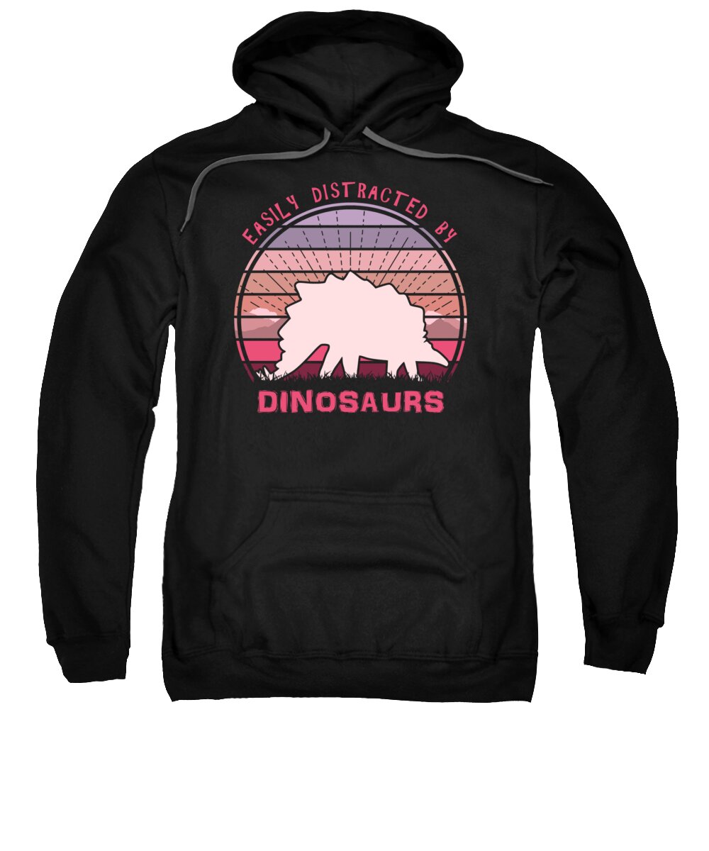 Easily Sweatshirt featuring the digital art Easily Distracted By Stegosaurus Dinosaurs by Filip Schpindel