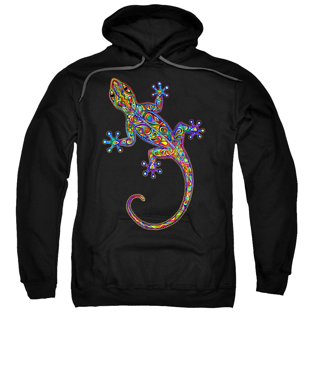 Gecko Sweatshirt featuring the painting Electric Gecko by Rebecca Wang