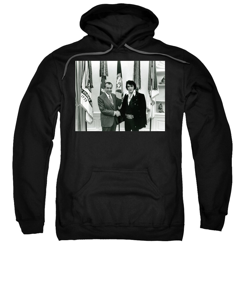 Elvis Presley Sweatshirt featuring the digital art Elvis and Nixon by Unknown