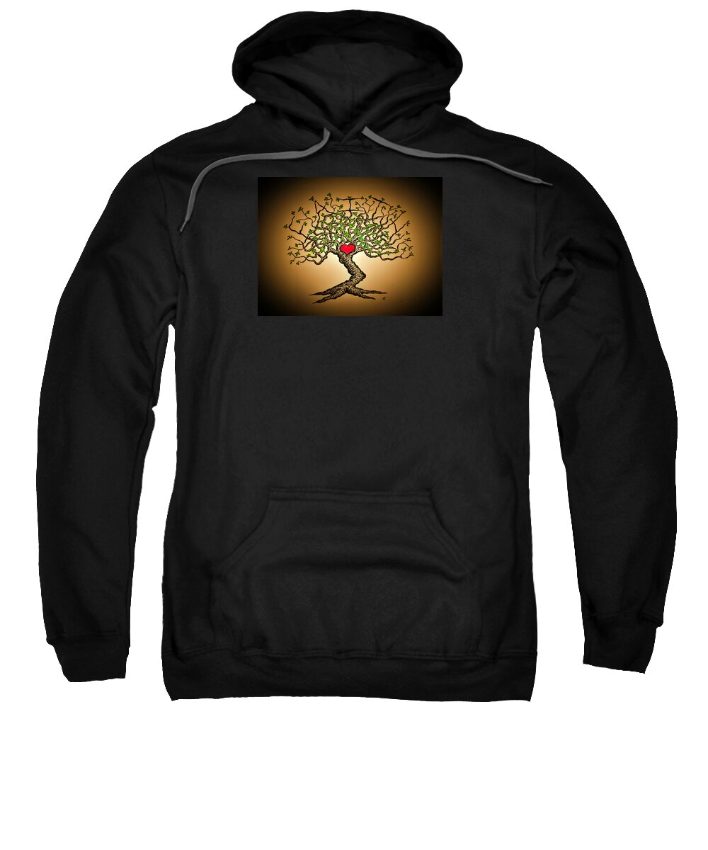Faith Sweatshirt featuring the drawing Faith Love Tree by Aaron Bombalicki